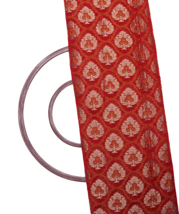 red tree pattern chanderi silk fabric